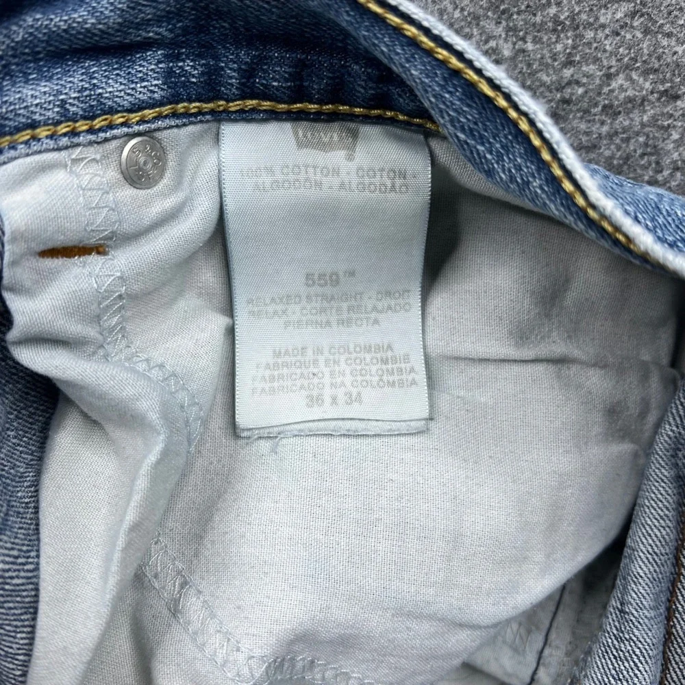 Levi's 559 Relaxed Straight Jeans Mens 36x34 Blue‎ Fits 34x33 Denim 100% Cotton